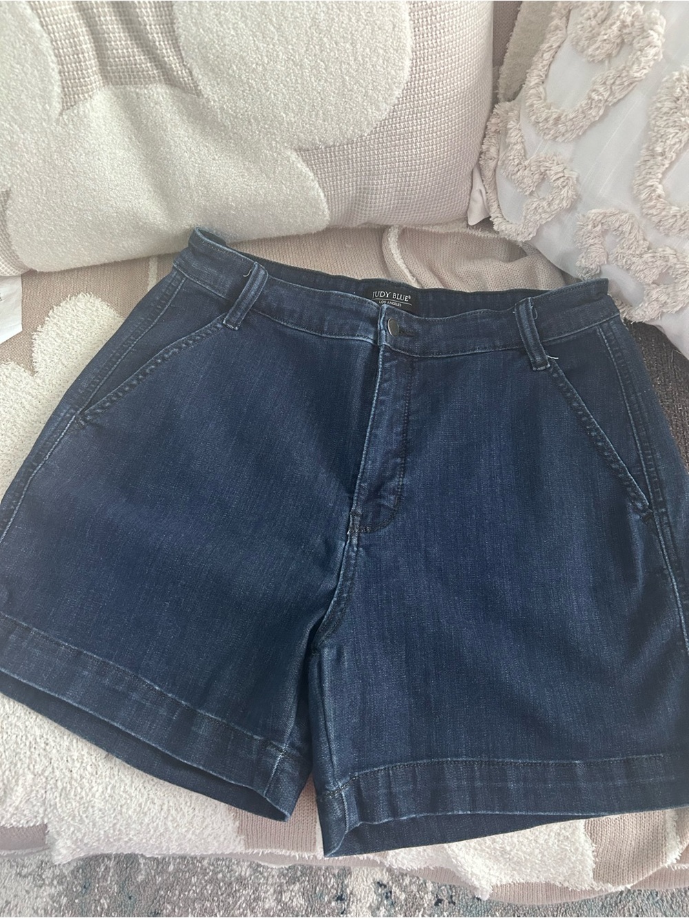 Judy Blue Women's Dark Blue Denim Trouser Hem Shorts